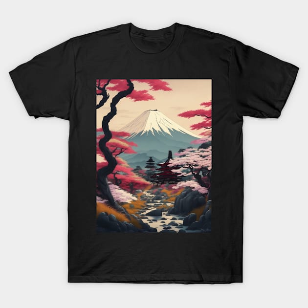 Serene Mount Fuji Sunset - Peaceful River Scenery T-Shirt by star trek fanart and more